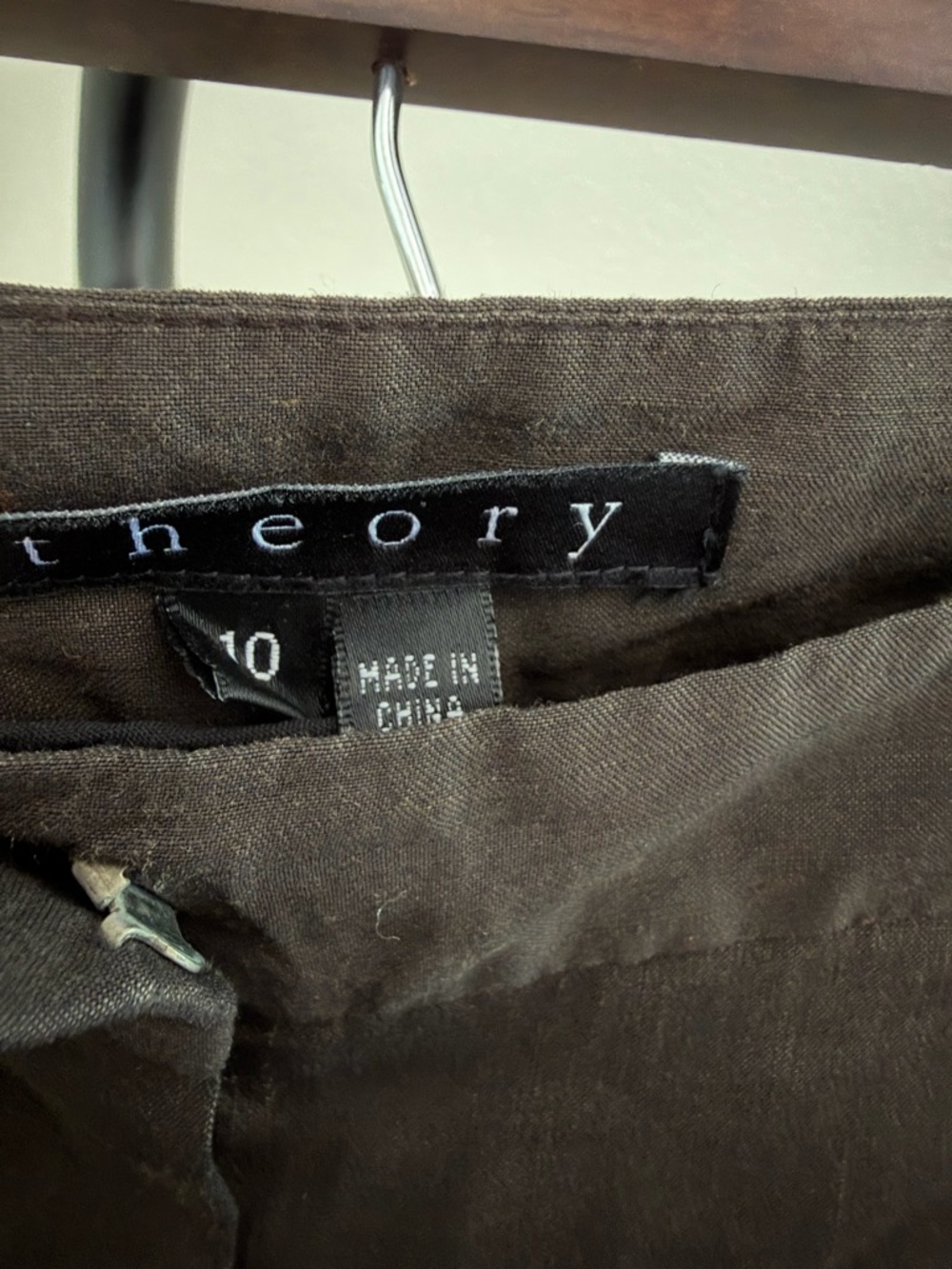 Theory brown linen blend Cropped Wide-Leg Pants Sz 10 - Picture 4 of 5